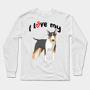 I Love My Black, Tan & White Bull Terrier Dog Long Sleeve T-Shirt